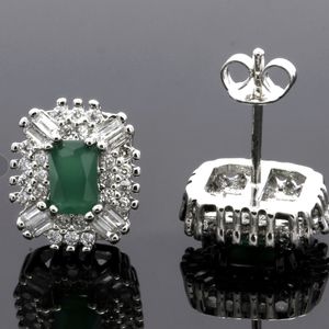 2.70ctw Emerald and White Sapphire Stud earrings NWOT